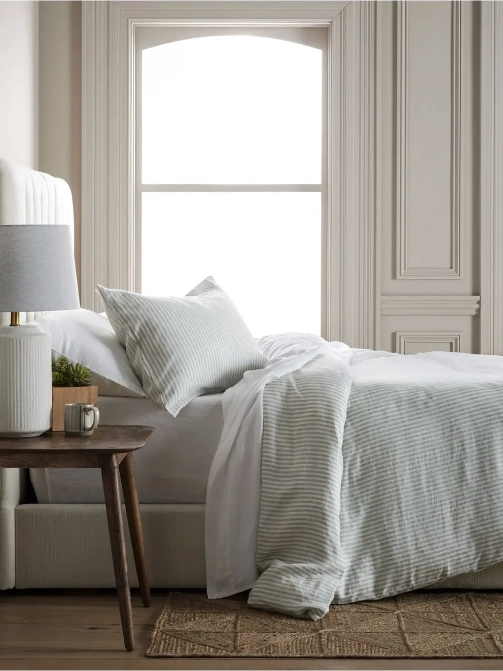 Mist Striped European Linen King Sham Set - Retail $50